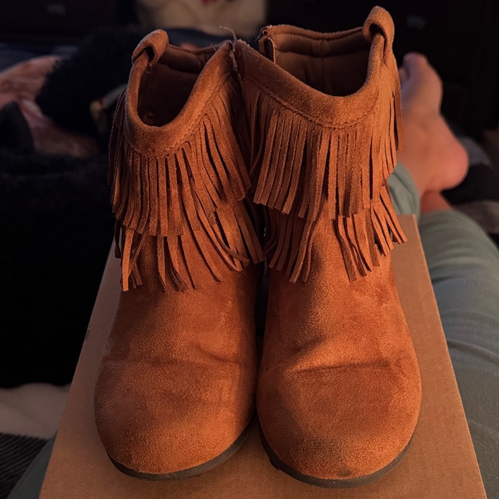 Fringed Suede Ankle Boots